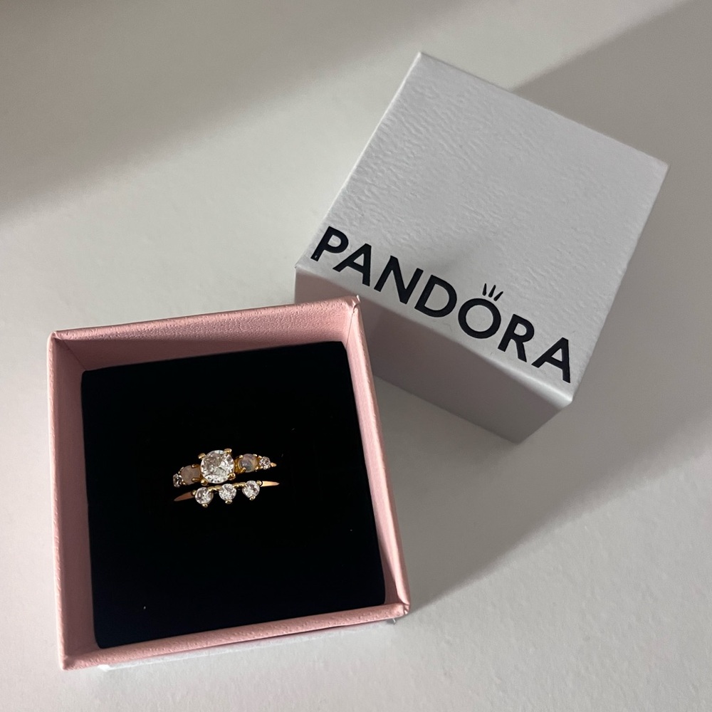 Pandora Regal Golden Tiara Ring set pair look alike